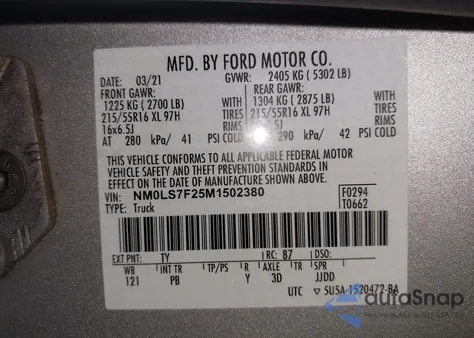 2021 Ford Transit Connect Xlt z USA, uszkodzony, nr VIN NM0LS7F25M1502380